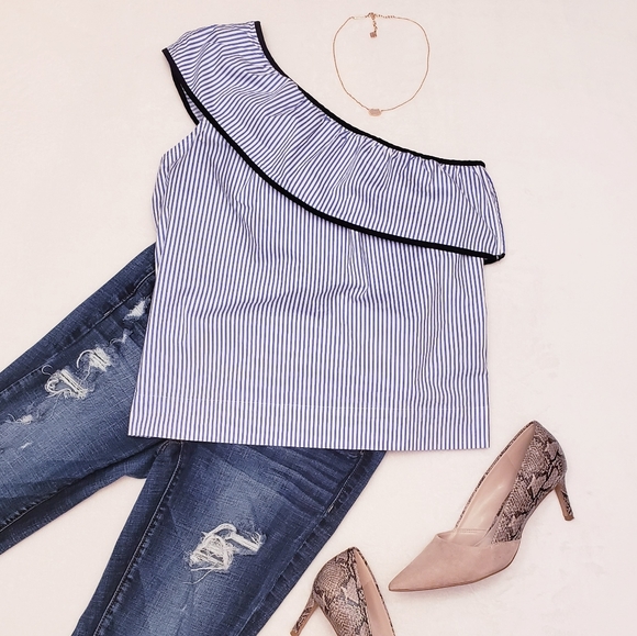 J. Crew Ruffle One Shoulder Top - Picture 1 of 10